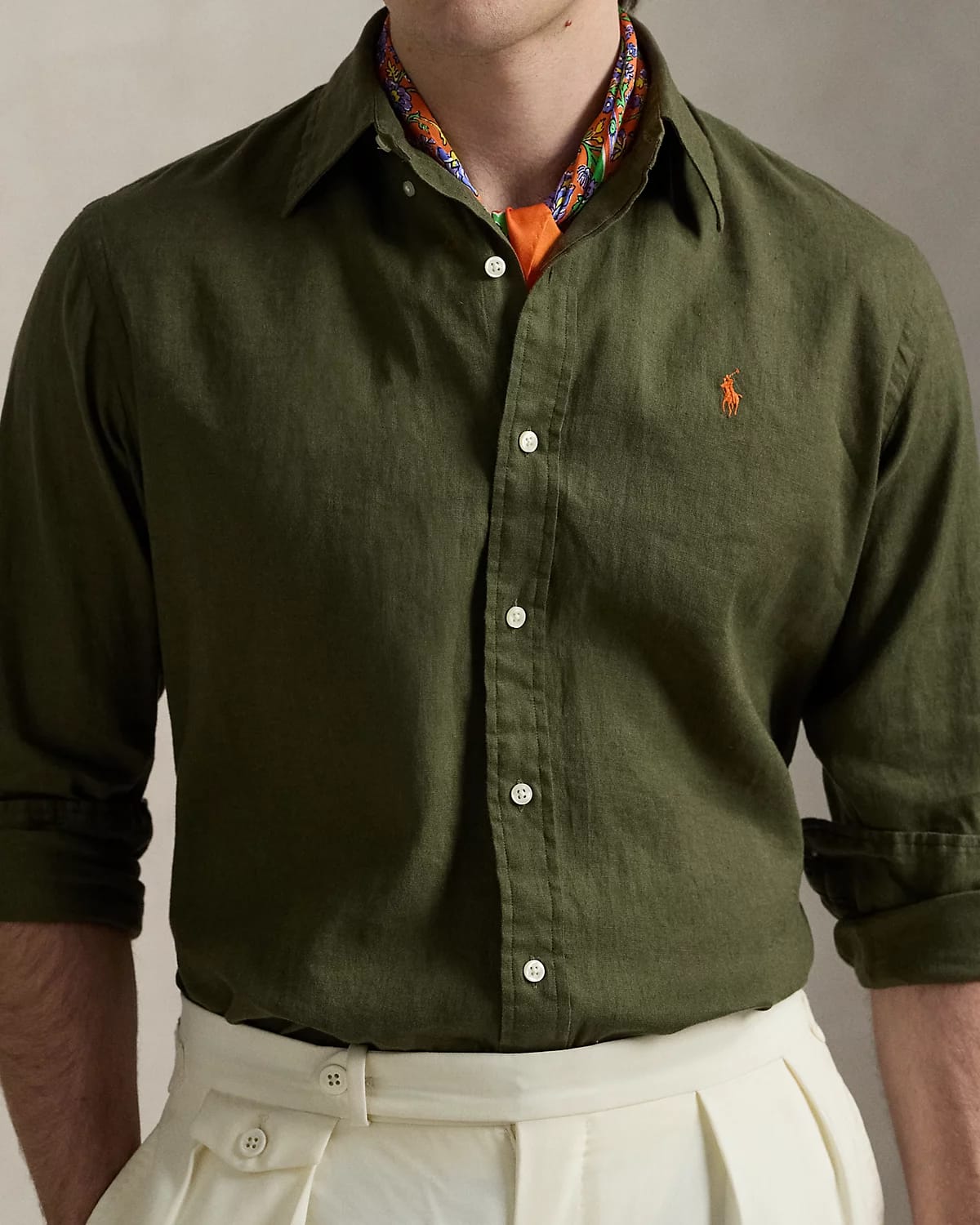 RL Olive Green Linen Shirt